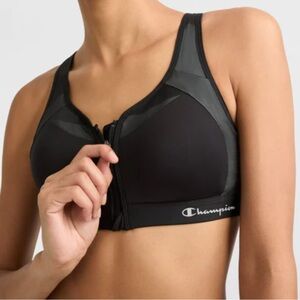 Champion Women's Black Zip-Front Sports Bra
